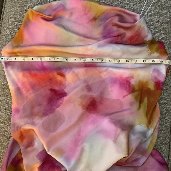 NWT Aidan by Aidan Mattock Watercolor Print Satin Gown Pink Multi - Picture 7 of 7